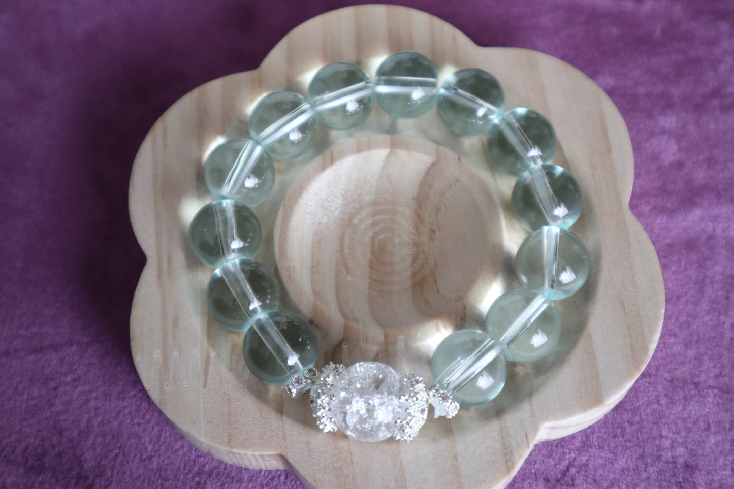AB004-Aquamarine & Cracked Crystal Bracelet - Pure Serenity