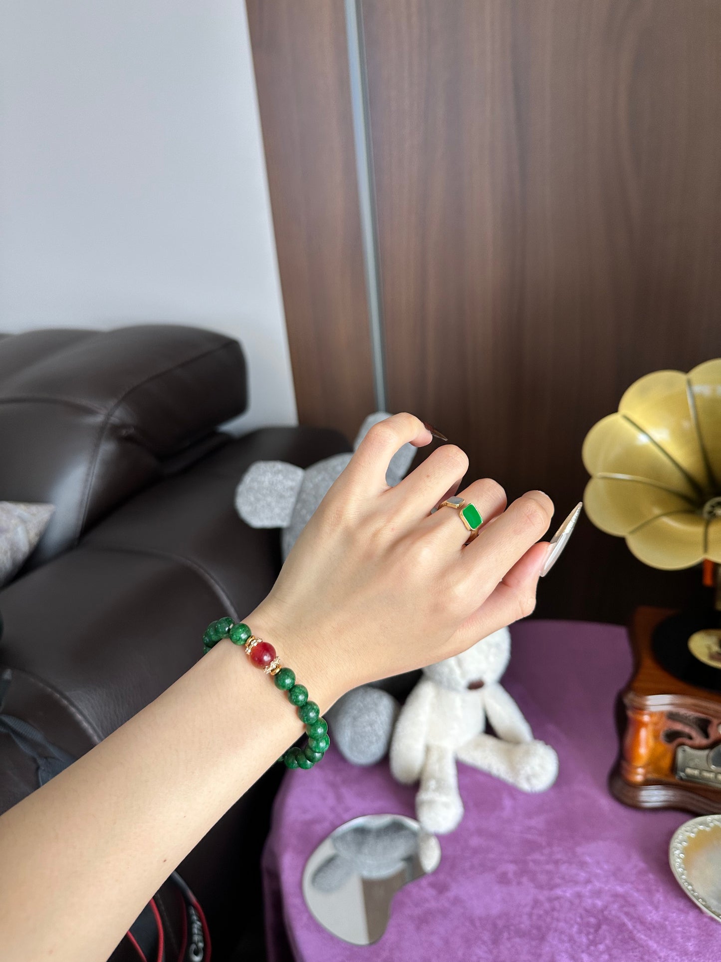 AB001-Natural Ganqing Jade Beads bracelet