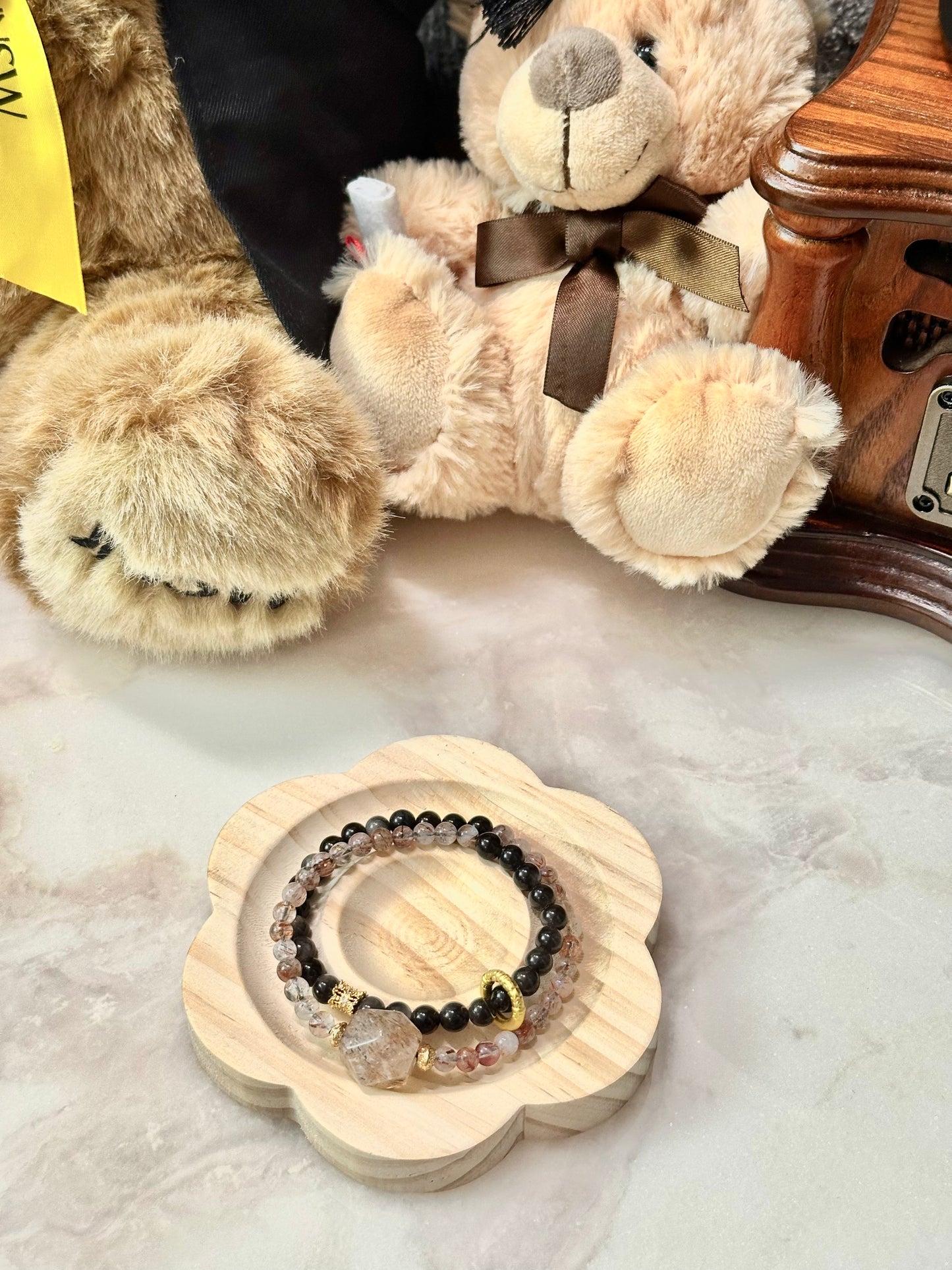 AB003-Obsidian & Rutilated Quartz Energy Bracelet - Balance & Protection