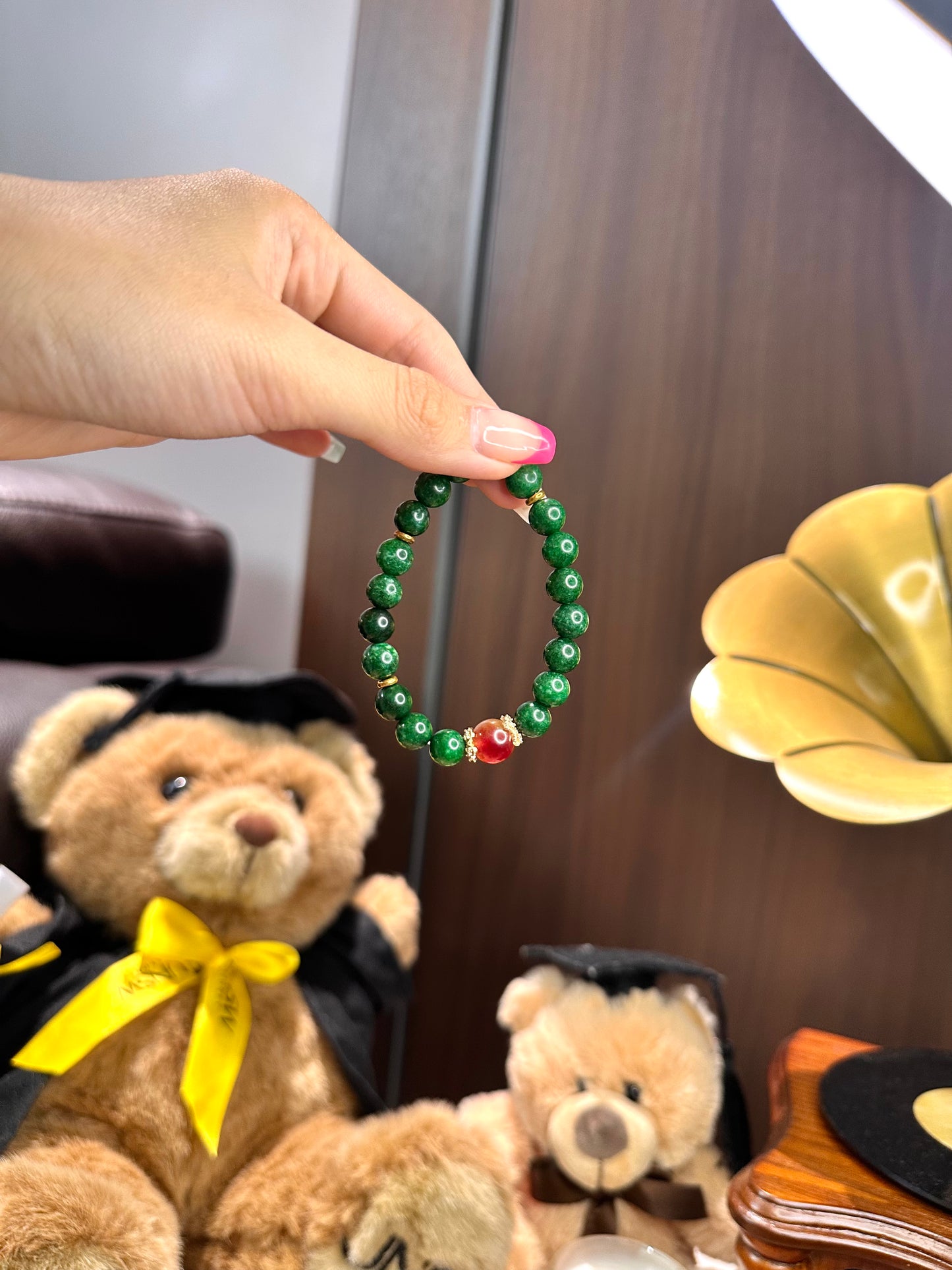 AB001-Natural Ganqing Jade Beads bracelet